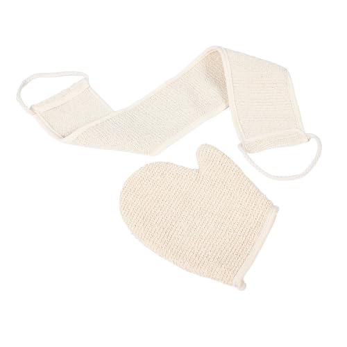 1 Satz Badetuch-set Körperpeeling-handschuh Handschuh Zum Selbstbräunen Duschzubehör Duschhandschuhe Für Herren Handpeelinghandschuh Schrubbhandschuhe Duschreiniger Flachs Beige minkissy von minkissy