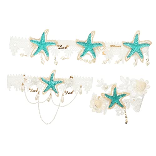 1 Satz Haarschmuck für Damen Haarnetz Halskette und Handgelenk im Meerestern Design für Partys und Feiern Teiliges mit Feiner Verarbeitung und Ozeanischer von minkissy