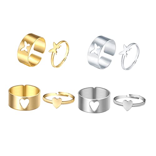 minkissy 4paare Schmetterling Ringe Damenring Ringset Geschenkring Fingerring Aus Legierung Dekorativer Ring Für Finger Ornament von minkissy