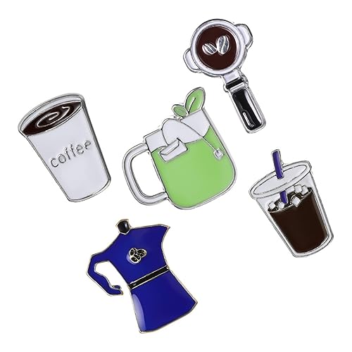 minkissy 5stücke Kaffee-anstecker Emaille-brosche Kreativer Anstecker Für Kleidung Taschen Und Rucksäcke Filigrane Brosche Aus Legiertem Material von minkissy