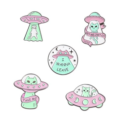 minkissy 5stücke Emaille Anstecknadel Astronaut Katze Brosche Für Jeans Röcke Cordhose Abzeichen Revers Pin Mit Taillenschnalle Für Elastischen von minkissy