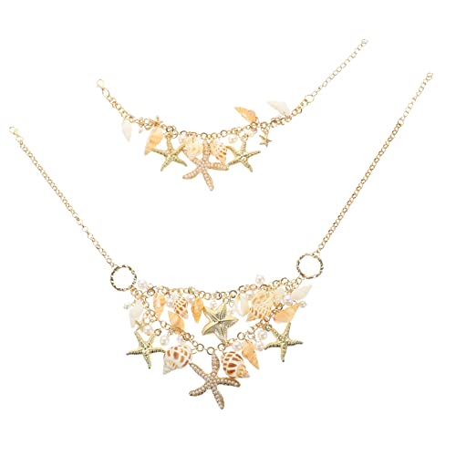 1 Satz Verstellbares Armband Halskette mit Muschel Stern Anhängern für Partys Hochzeiten Besondere Anlässe von minkissy