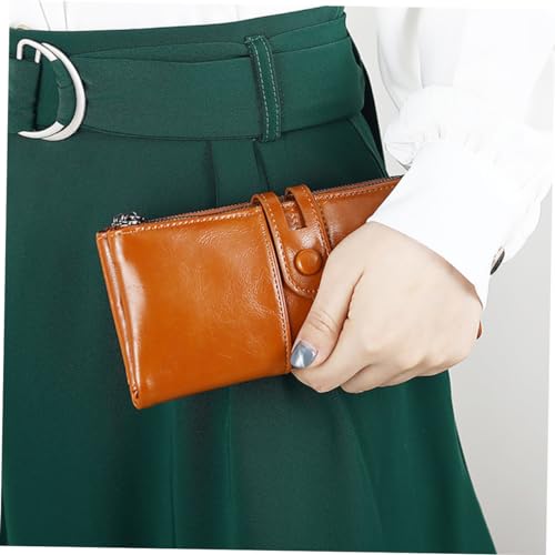 1 Stück Vintage Damen Geldbörse PU Antimagnetisches Portemonnaie Khaki mit Vielen Fächern Robuste Zuverlässige Brieftasche für Frauen von minkissy