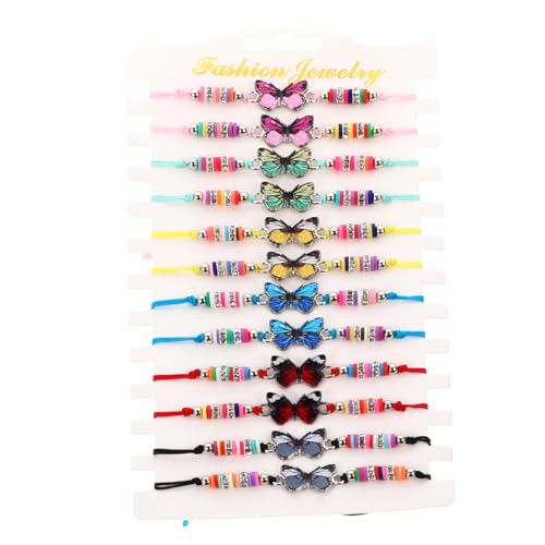 minkissy 12 Stück Verstellbares Polymer Ton Armband für Kinder Böhmisches Perlenarmband Handgefertigter Kinderschmuck für Partys und Alltag von minkissy