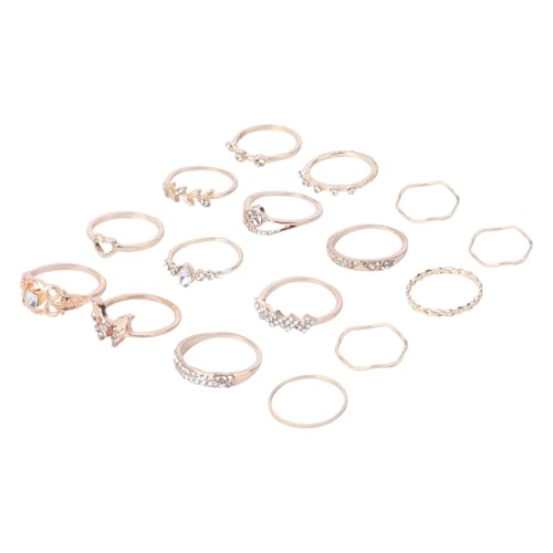 16 Stück Teiliges Damen Ring mit Rhinestone Boho Schmuck für Besondere Anlässe Langlebige Ringe Hochwertigem Legierungsmaterial für Frauen von minkissy