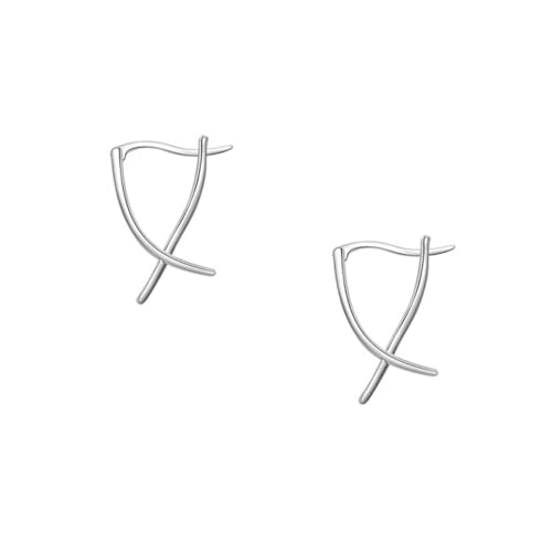 minkissy Ohrringe Damen mit Kreuzlinien Design S925 Silber Ohrringe für Mädchen Teenager Frauen Geschenkidee für Partys Abschlussfeiern Besondere Anlässe von minkissy