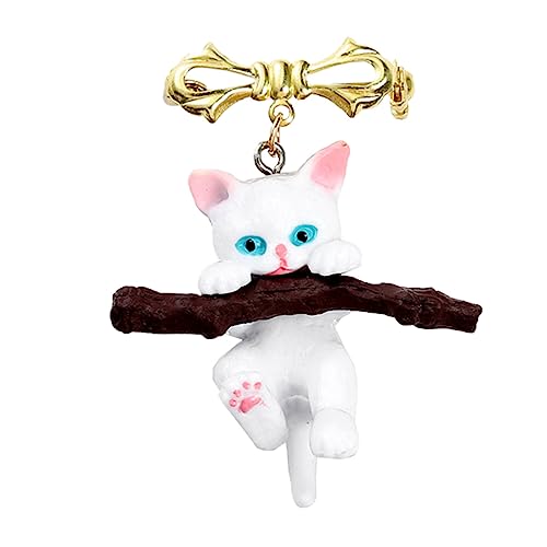 minkissy 3d Katzenbrosche Hält Zweig Kreative Kleidung Anstecker Zarte Mode Brosche Für Frauen Filigranes Design Als von minkissy