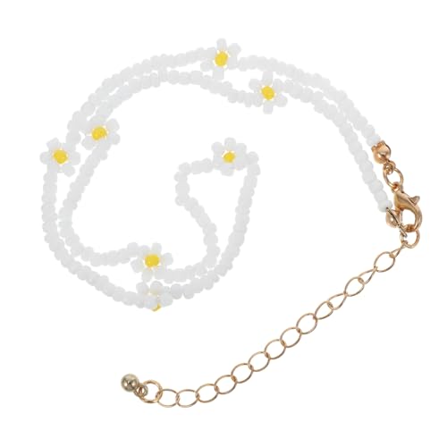 minkissy Gewebte Perlenkette für Frauen Kreative Blumen Halskette mit Farbenfrohen Perlen Boho Choker für Besondere Anlässe von minkissy