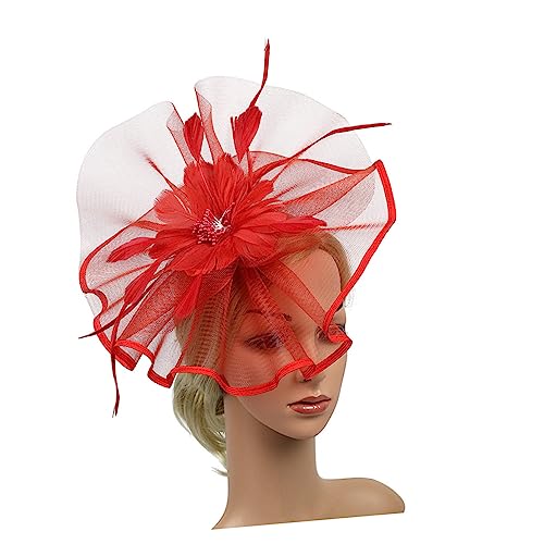 1pc Prom Kopfschmuck Kopfhörer Stirnband Braut Stirnband Kopfhörer Stirnband Mesh Stirnband Fascinatoren für Frauen Haar Hoop Hut Haarband Hut Haarband Kopfbedeckung Rot von minkissy