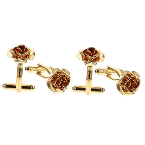 2 Paare Manschettenknöpfe Rosendesign Goldene Blumenverzierungen Dekorative Kleidungsschließen für Hochzeitshemden Festliche Anlässe 2 Paare Manschettenknöpfe Rosendesign Goldene Blumenverzierungen Dekorative Kleidungsschließen für Hochzeitshemden Festliche Anlässe von minkissy