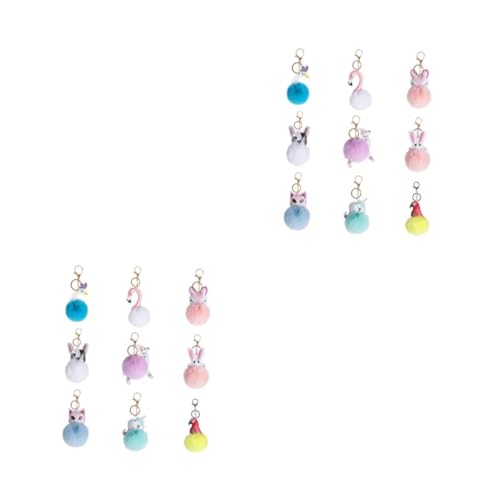 2 Sätze Teiliges Haarball Schlüsselanhänger Weichem Decorative Zipper Bag Pendants Für Taschen Geschenkidee Für Frauen 9 Stücke * 2 von minkissy