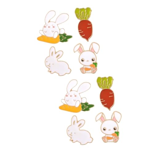 2 Sätze Teiliges Kreative Kaninchen Karotten Broschen Für Frauen Niedliche Anstecknadeln Hochwertigem Legierungsmaterial Für Kleidung Accessoires Zufällige Designs 4 Stücke * 2 von minkissy