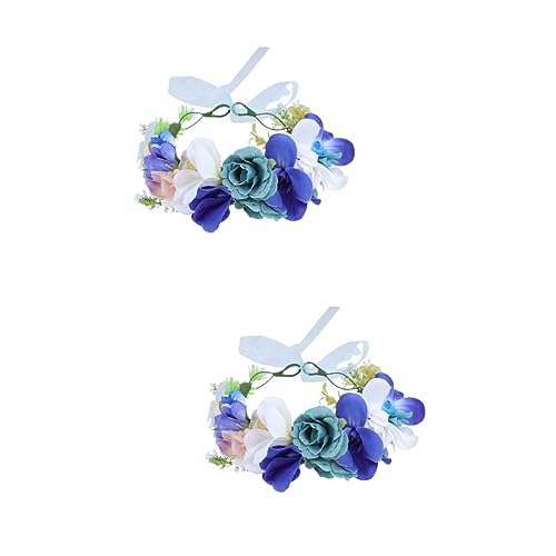 2 Stk Stirnband Mit Blumengirlande Blumenkranz Stirnband Festival Stirnbänder Frauen Kopfschmuck Hochzeit Halo Floraler Kopfschmuck Bandana Stirnband Schal Haar Strand von minkissy