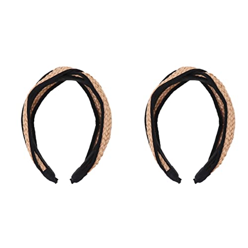 2 Stk Stroh Gewebtes Stirnband Haarschmuck Ausgabekarte Stoff Mädchen C238 von minkissy
