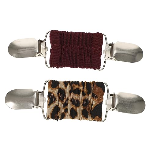 minkissy 2 Stück Pullover Clips für Damen Metall Schalverschluss Strickjacke Clip Kragen Brosche Modeschmuck in Weinrot Leopardenmuster Einfach zu Verwenden Sicher und Langlebig von minkissy