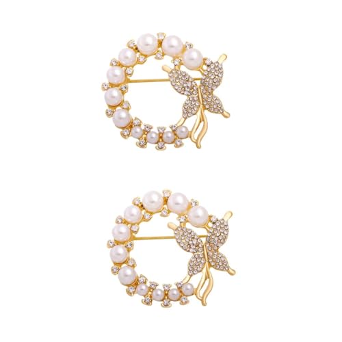2 Stück Damen Brosche mit Perlen Anstecknadel für Hochzeiten Partys Besondere Anlässe Elegantes Modeaccessoire für Kleidung Geschenkidee für Frauen von minkissy