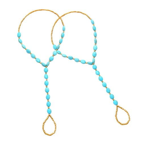 2 Stück Damen Fußkette mit Kunststein Perlen Elastische Zehenring Fußkette für Strand Hochzeit Stilvolles Fußschmuck von minkissy