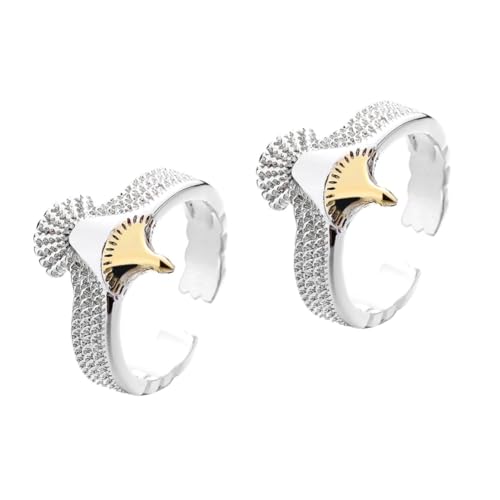 2 Stück Eagle Ring für Damen Verstellbarer Vintage Finger Ring mit Antikem Design Modisches Accessoire von minkissy