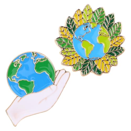2 Stück Erde Emaille Anstecknadel Erde Tag Cartoon Brosche Pin Schmuck Accessoire Für Rucksäcke Kleidung Taschen Hüte Hemden Kleid Dekoration Pädagogisches von minkissy