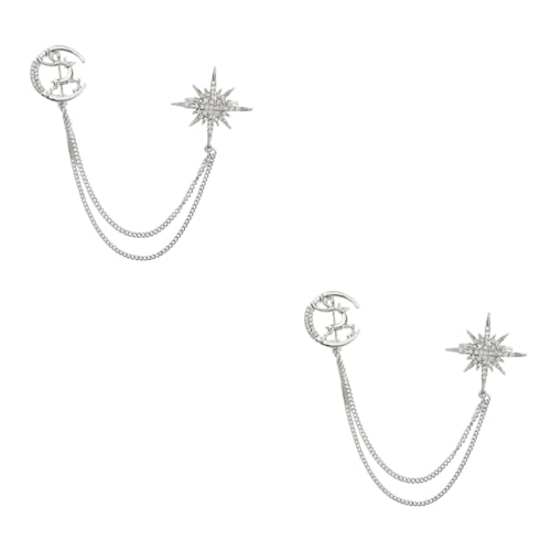 2 Stück Fashion Chain Brosche für Damen Herren Kreative Anstecknadel mit Achtstrahligem Stern Design Glänzend Strapazierfähig Accessoire für Kleidung Taschen Hüte von minkissy