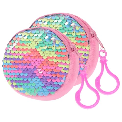 2 Stück Frauen Geldbörse Clutch Rund Pailletten Große Kapazität Pastellrosa für Täglichen Gebrauch Kleine Essentials Langlebig von minkissy