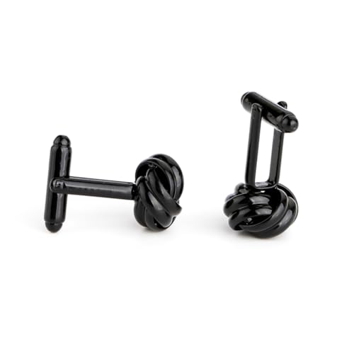 minkissy 2stücke Knoten-manschettenknöpfe Für Herren Hemd-manschettenknöpfe Schwarz Hochzeit Und Business-accessoires Hochwertige Galvanotechnik Langlebige Farbbeständigkeit von minkissy