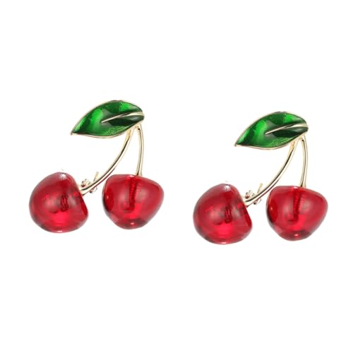 2 Stück Kirsche Brosche für Damen Anstecknadel Elegantes Accessoire für Hochzeiten Partys Einzigartiges Design für Kleidung Taschen Hüte von minkissy