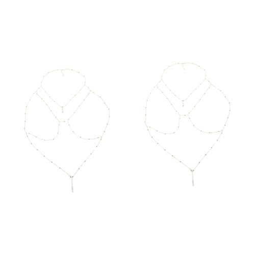 2 Stück Körperkette für Frauen Goldene Bikini Kette für Strandpartys Verstellbare Brustkette Elegantes für Festivals Besondere Anlässe Perfektes von minkissy
