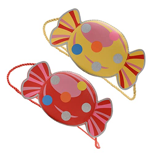 2 Stück Teiliges PU Aufbewahrungsset für Praktische Münzbörsen Rot Gelb Atmungsaktiv für Kleine Einfach zu Bedienen im Süßen Bonbon Design von minkissy