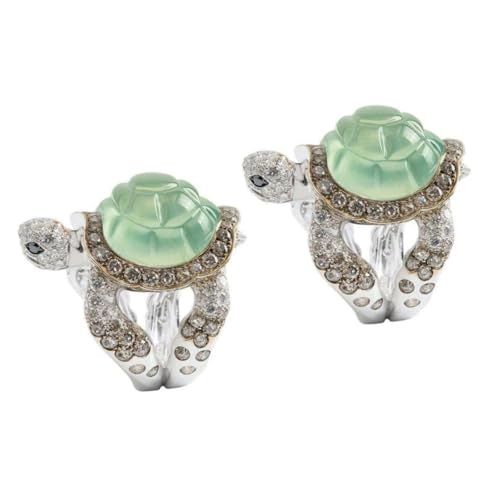 2 Stück Turtle Schmuckring für Frauen Verstellbarer Schildkrötenring mit Zirkonia Eleganter Fingerring für Strand Hochzeiten Geburtstage Besondere Anlässe von minkissy