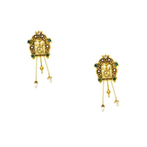 2 Stück Vintage Uhr Brosche für Damen Eleganter Kleidungsclip mit Sicherheitsverschluss für Partys Goldfarbenes Design für Stilvolle von minkissy