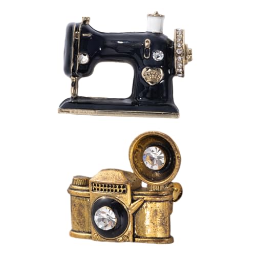 minkissy 2 Stücke Retro Plattenspieler und Kamera Brosche Anstecknadel Legierung Glänzende Dekoration für Damen und Herren für Partys und Besondere Anlässe von minkissy