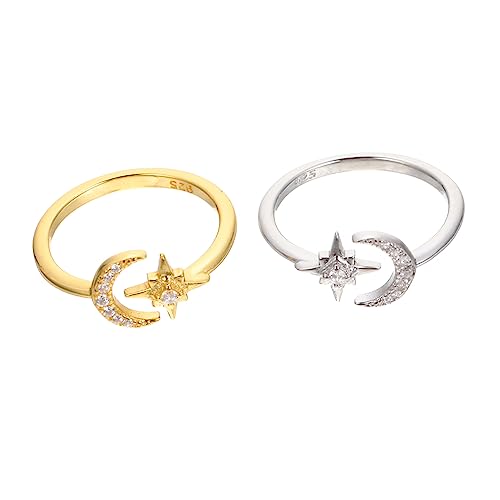 2Stücke Verstellbare Offene Ringe für Damen mit Stern Design Teiliges Schmuckgeschenk für Frauen von minkissy