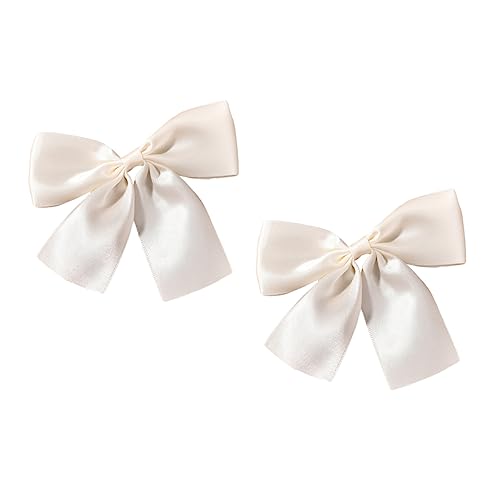 2st Braut Hochzeit Haarschleifen Für Frauen Haarspangen Für Mädchen Und Frauen Bow Hair Tie Haarspangen Aus Satin Haarschleife Aus Satin Baby-kit Schal Stoff Rutschfest Weiß von minkissy