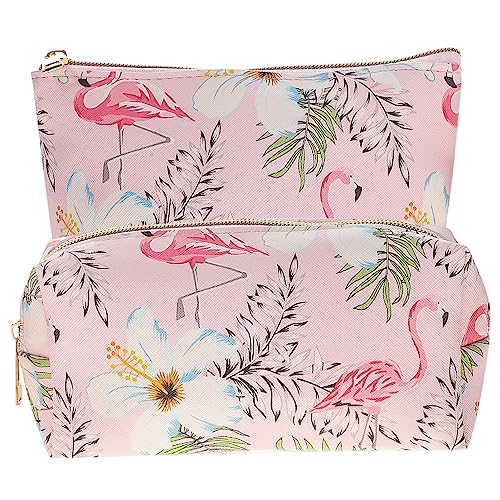 2st Flamingo-kosmetiktasche Make-up-kosmetikbeutel Urlaub Kulturbeutel Make-up-taschen Für Hautpflegetasche Kosmetiktasche Mit Reißverschluss Pu-leder Geschenk Mädchen Reisen von minkissy