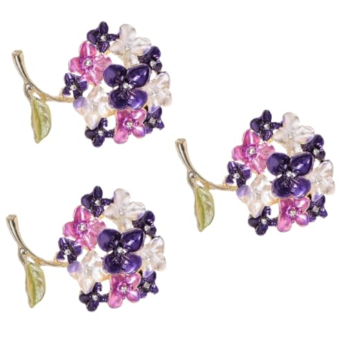 3 Stück Brosche für Frauen Dekorativer Anstecker mit Hortensien Design Stilvolle Langlebige Kleidungspins für Jacken Hüte zu Besonderen Anlässen für Look von minkissy