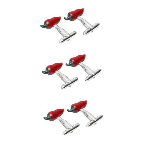 3 Stück Kreative Manschettenknöpfe Form von Roten Chilischoten Stilvolles Accessoire für Hochzeiten Business Meetings Besondere Anlässe für Männer Frauen Hochwertigem Gefertigt von minkissy