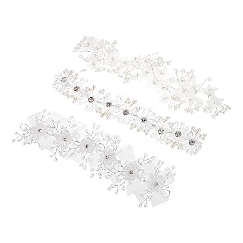 3Pcs Stirnband Haar Rebe Mädchen Perlen Haarband Strass Haar Rebe Haar Rebe Mädchen Frauen Haar Seite Kämme Mädchen Mädchen Haargummis Kristall besetzt mit Perlen Miss Hochzeit von minkissy