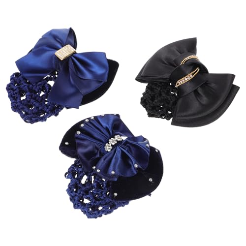 minkissy 3stücke Damen Haarspangen Mit Schleife Teiliges Snood Netz Für Elegante Hochsteckfrisuren Geeignet Für Tanz Und Besondere Anlässe Sanft Zu Haaren Und Einfach Der Anwendung von minkissy