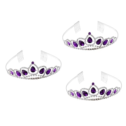 3st Königin Kopf Krone Prinzessin Tiara Hochzeit Kopfschmuck Kronenkopfbedeckungen Hochzeit Diademe Tiara-stirnband Haarbänder Für Damenhaar Goldenes Stirnband Braut Frisch Blumen von minkissy