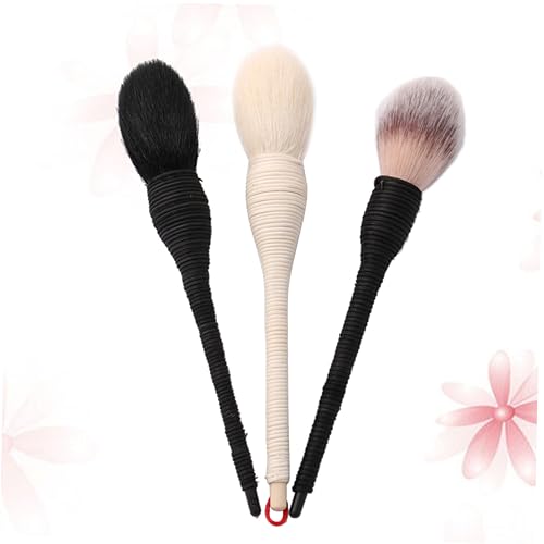 3st Schminkpinsel Make-up Pinsel Kosmetikpinsel Make-up-pinsel Aus Wolle Puderpinsel Wolle Make-up-tools Aus Wolle Rattan Bambus Einfach von minkissy