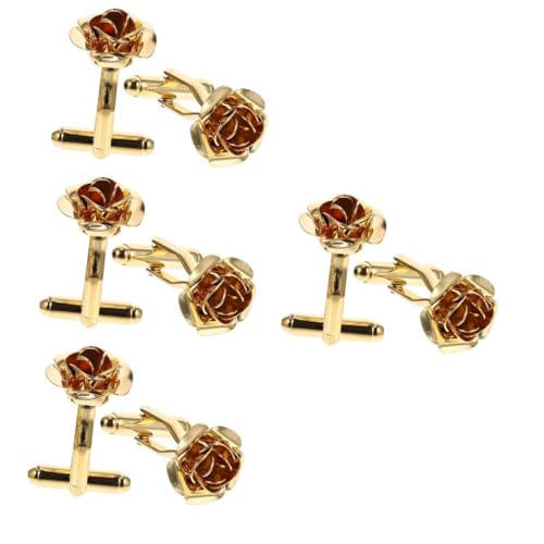 4 Paare Herren Manschettenknöpfe mit Rosenblüten Design Dekorative Cufflinks für Anzüge Formelle Anlässe Perfektes Accessoire für Hochzeiten Besondere Anlässe von minkissy
