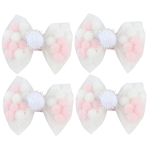 minkissy 4 Stück Haarnadeln Für Kinder Bogenklammern Kinder Haarschleifen Haarspangen Für Mädchen Kopfbedeckung Schleife Haarspange Pom Pom Haarbälle Kopfschmuck Baby Krawatte Seitenclip von minkissy