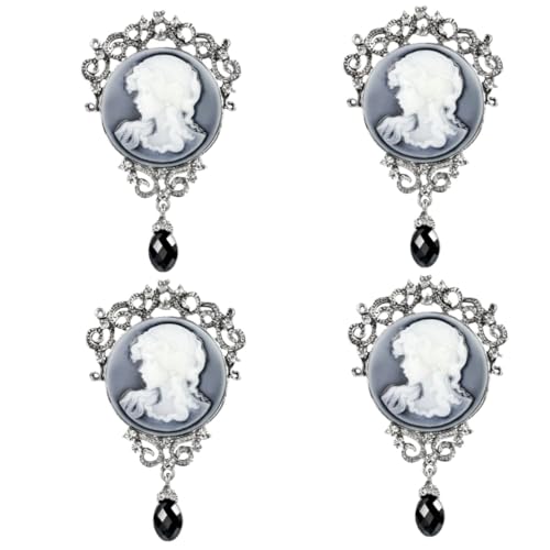 4 Stück Victorian Brosche für Damen Retro Brustnadel im Portrait Design für Stolen Taschen Kleidung zu Besonderen Anlässen von minkissy