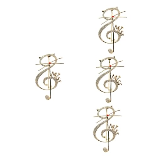 4 Stück Zircon Katzenbrosche für Damen Niedlicher Noten Pin Anstecker für Kleidung Hüte Schals Taschen Hochwertiges Japanisches Design Langlebig Leicht zu für Besondere Anlässe von minkissy