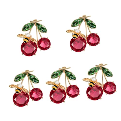 5 Stück Kirsche Bienen Brosche Pin Dekorative Anstecknadel für Frauen Brosche für Kleidung Schals Taschen Perfektes Valentinstag von minkissy