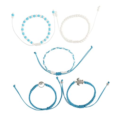 minkissy Strand Fußkettchen Geflochtenes Armband mit Schildkrötenperlen für Frauen und Mädchen Modisches Schmuckaccessoire für Sommer von minkissy