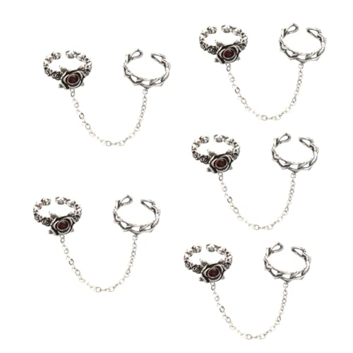 5 Stück Vintage Ring mit Kette Dekorativer Fingerring für Damen Eleganter Schmuck Hochwertigem Besondere Anlässe Wie Hochzeiten Partys Modisches Accessoire von minkissy
