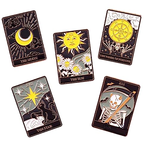 minkissy 5stücke Emaille-tarot-broschen Kleidung Anstecknadeln Für Hut Schal Tasche Brosche Unisex Dekorative Broschen Für Damen Herren von minkissy