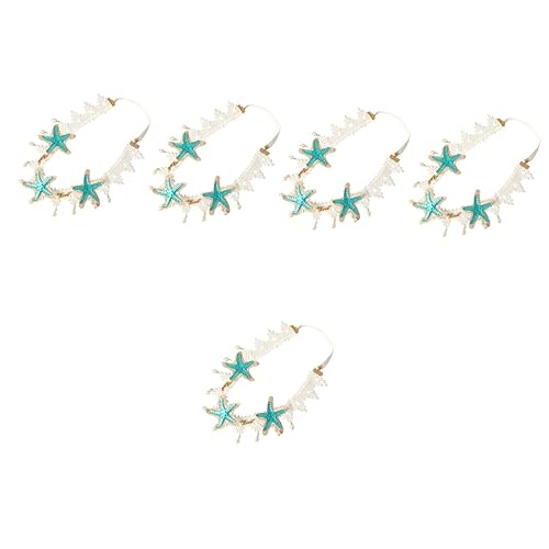 5pcs star pearl headband outfits for girls vacation clothes dress for girls women headband shell headbands wedding flower head wreath fabric mermaid sea star headband flowers vine von minkissy